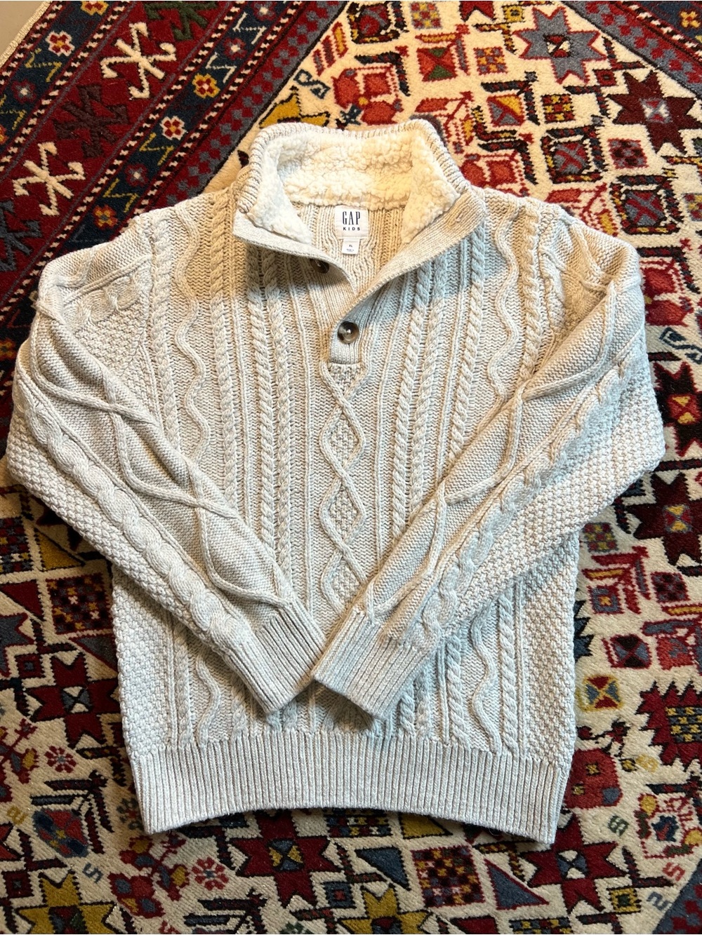 GAP‎ Kids Cream Cable-Knit Mock Neck Sweater